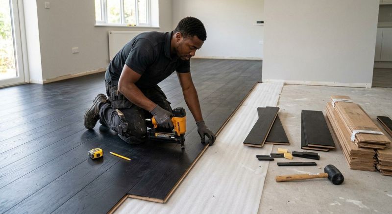 Dark Wood Floor Installation in San Diego, CA