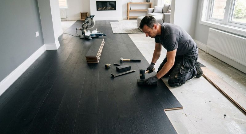 Dark Wood Floor Installation in San Diego, CA